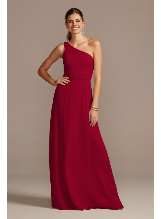 One-Shoulder Simple Chiffon Bridesmaid Dress  F20163