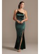 One-Shoulder Spaghetti Strap Cutout Satin Gown Jump 11474D