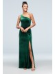 One-Shoulder Stretch Velvet Dress with Skirt Slit  WBM1743V2