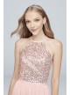 Open-Back Sequin and Mesh Bridesmaid Dress  F19608S