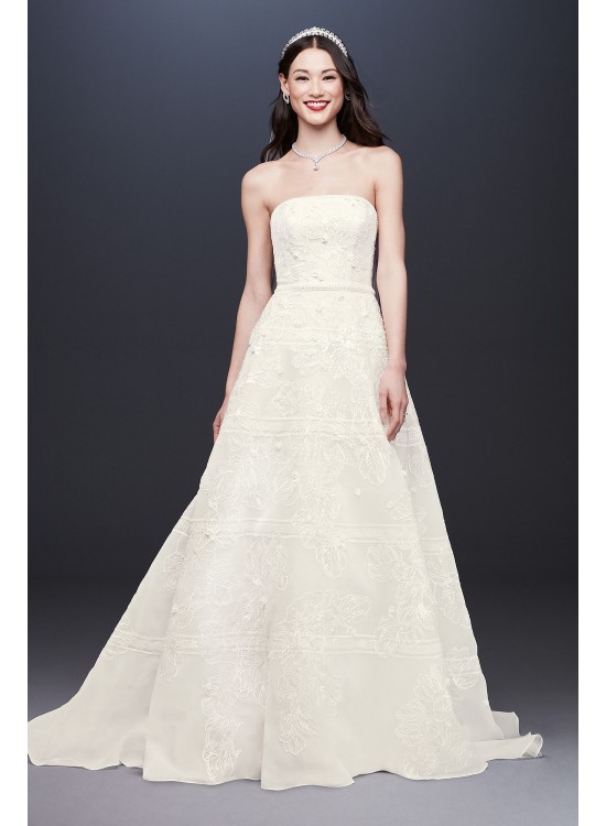 Organza Banded Wedding Dress with Sequin Appliques  CWG812