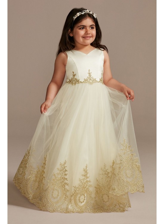 Organza Corded Lace Applique Flower Girl Dresses,aaa00f Girl Tank Dres DB Studio WG1437