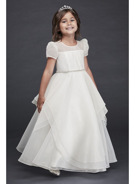 Organza Long Flower Girl Dress with Crystal Belt  CR1392