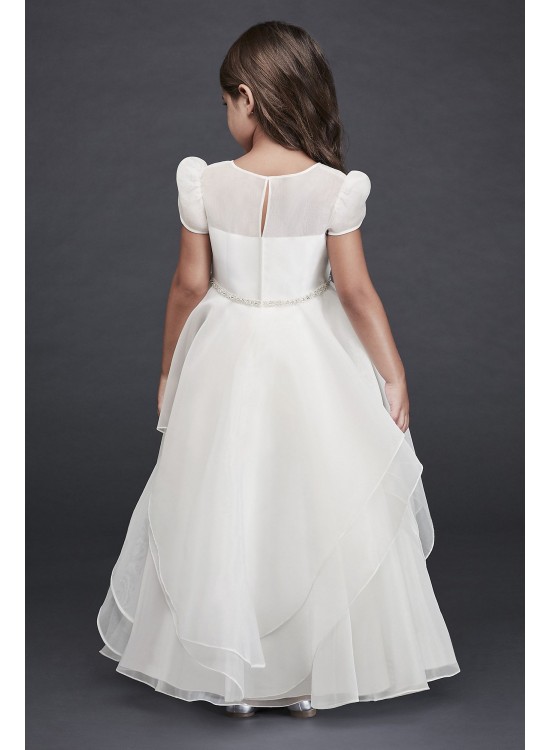 Organza Long Flower Girl Dress with Crystal Belt  CR1392