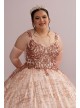 Patterned Sequin Plus Quince Ball Gown with Bolero Fifteen Roses 8FR2113