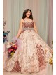 Patterned Sequin Plus Quince Ball Gown with Bolero Fifteen Roses 8FR2113