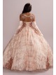 Patterned Sequin Quince Ball Gown with Bolero Fifteen Roses FR2113