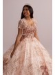 Patterned Sequin Quince Ball Gown with Bolero Fifteen Roses FR2113