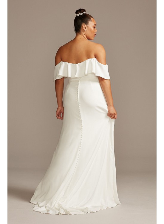 Pearl Trimmed Off-Shoulder Plus Size Wedding Dress  Collection 9WG3984