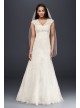 Petite Lace Satin Wedding Dress with Cap Sleeves  Collection 7T3299