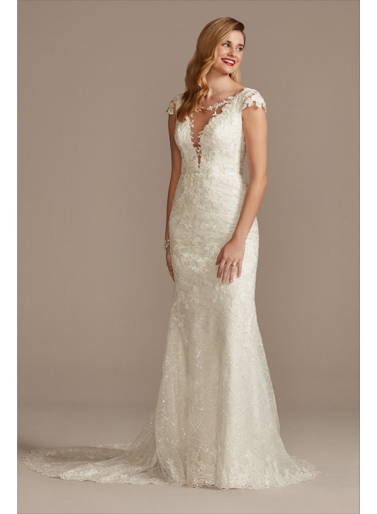 Petite Sheath Wedding Dress with Beaded Swag Back  7SWG884