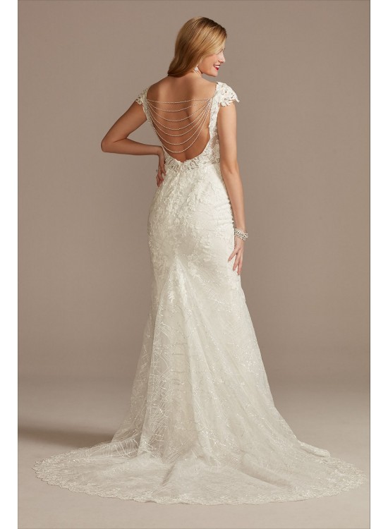 Petite Sheath Wedding Dress with Beaded Swag Back  7SWG884