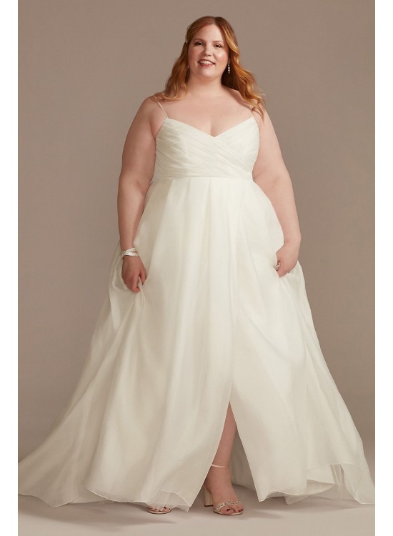 Pleated A-Line Plus Size Wedding Dress with Slit DB Studio 9WG4029