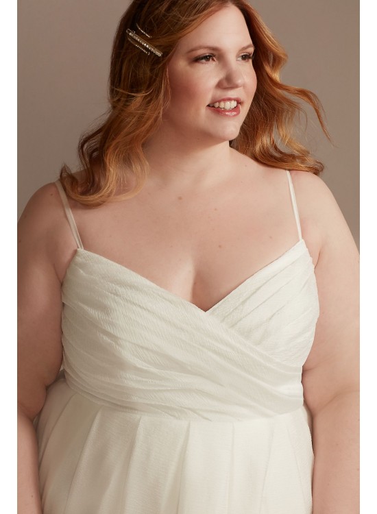 Pleated A-Line Plus Size Wedding Dress with Slit DB Studio 9WG4029