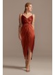 Pleated Bodice Spaghetti Strap Satin Tulip Dress DB Studio DS270104