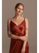 Pleated Bodice Spaghetti Strap Satin Tulip Dress DB Studio DS270104