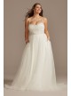 Pleated Bodice Tulle Tall Plus Size Wedding Dress DB Studio 4XL9WG4039