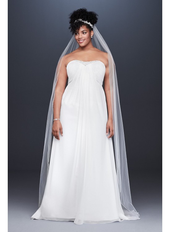 Pleated Chiffon Plus Size Wedding Dress with Beads  Collection 9OP1350