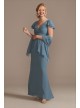 Pleated Flutter Sleeve Chiffon Dress with Crystals  D40NY009