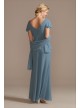 Pleated Flutter Sleeve Chiffon Dress with Crystals  D40NY009