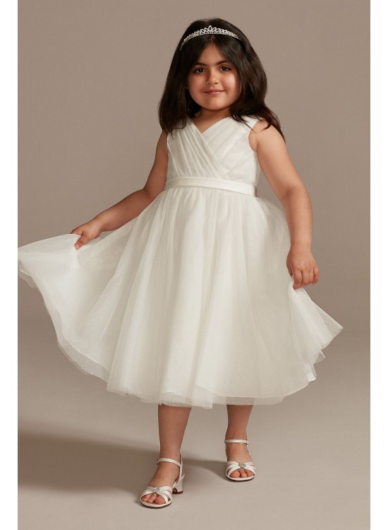 Pleated Glitter Tulle A-Line Flower Girl Dresses,aaa00f Girl Dress DB Studio WG1441