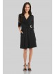 Pleated Jersey Knit Surplice Dress with Buckle Karen Kane 1L46135