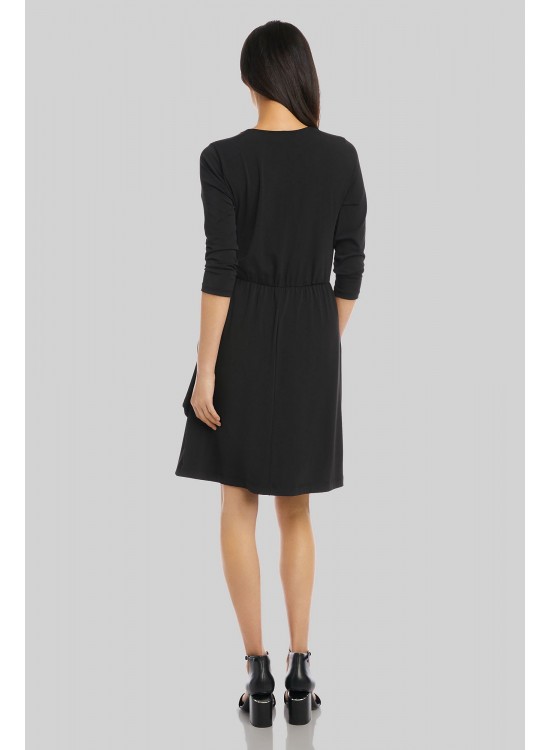 Pleated Jersey Knit Surplice Dress with Buckle Karen Kane 1L46135