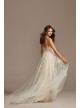 Pleated Lace Wedding Dress with Caged Tulle Skirt Melissa Sweet MS251229