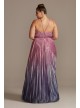 Pleated Ombre Plus Size Gown with Plunge Illusion Night Studio S20224W