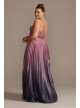 Pleated Ombre Plus Size Gown with Plunge Illusion Night Studio S20224W