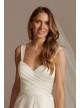 Pleated Satin Asymmetric Tulle Hem Wedding Dress  WG4006