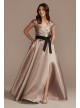 Pleated Satin Cap Sleeve Dress with Bow  D40NY023