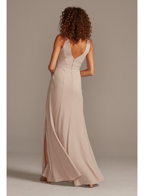 Pleated Tank Stretch Crepe Bridesmaid Dress  F20104