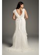 Pleated Tulle Flutter-Back Plus Size Wedding Dress  8VW351448