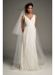 Pleated Tulle Flutter-Back Sheath Wedding Dress  VW351448