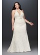 Plunge Neckline Halter Plus Size Wedding Dress  9SWG825