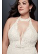 Plunge Neckline Halter Plus Size Wedding Dress  9SWG825