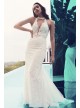 Plunge Neckline Lace Halter Wedding Dress  SWG825