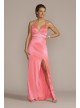 Plunge Stretch Satin A-Line with Embellished Waist Jules and Cleo WBM2949