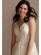 Plunging Cap Sleeve Open Back Petite Wedding Dress  7CWG901