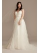 Plunging Cap Sleeve Open Back Tulle Wedding Dress  CWG901