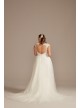 Plunging Cap Sleeve Plus Size Tulle Wedding Dress  8CWG901