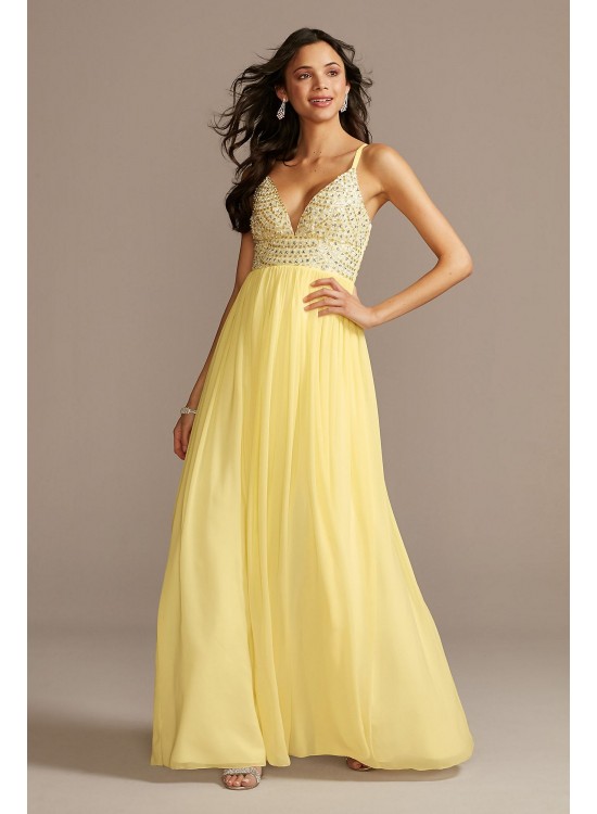 Plunging Chiffon Gown with Embellished Bodice Speechless X36835CA7