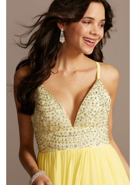 Plunging Chiffon Gown with Embellished Bodice Speechless X36835CA7