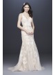 Plunging Lace Wedding Gown with Floral Applique Melissa Sweet MS251200