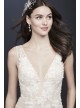 Plunging Lace Wedding Gown with Floral Applique Melissa Sweet MS251200