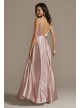 Plunging-V Beaded Bodice Satin Gown with Slit Speechless X44451DQ96