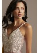 Plunging-V Beaded Bodice Satin Gown with Slit Speechless X44451DQ96