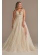 Plunging-V Illusion Beaded Bodice Wedding Dress  LBSWG837