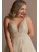 Plunging-V Illusion Beaded Bodice Wedding Dress  LBSWG837